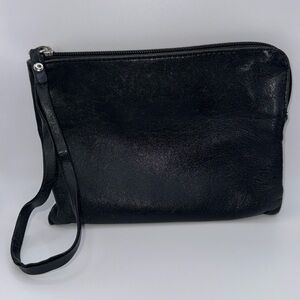 Valentina Black Genuine Leather Made in Italy Wrsitlet Bag